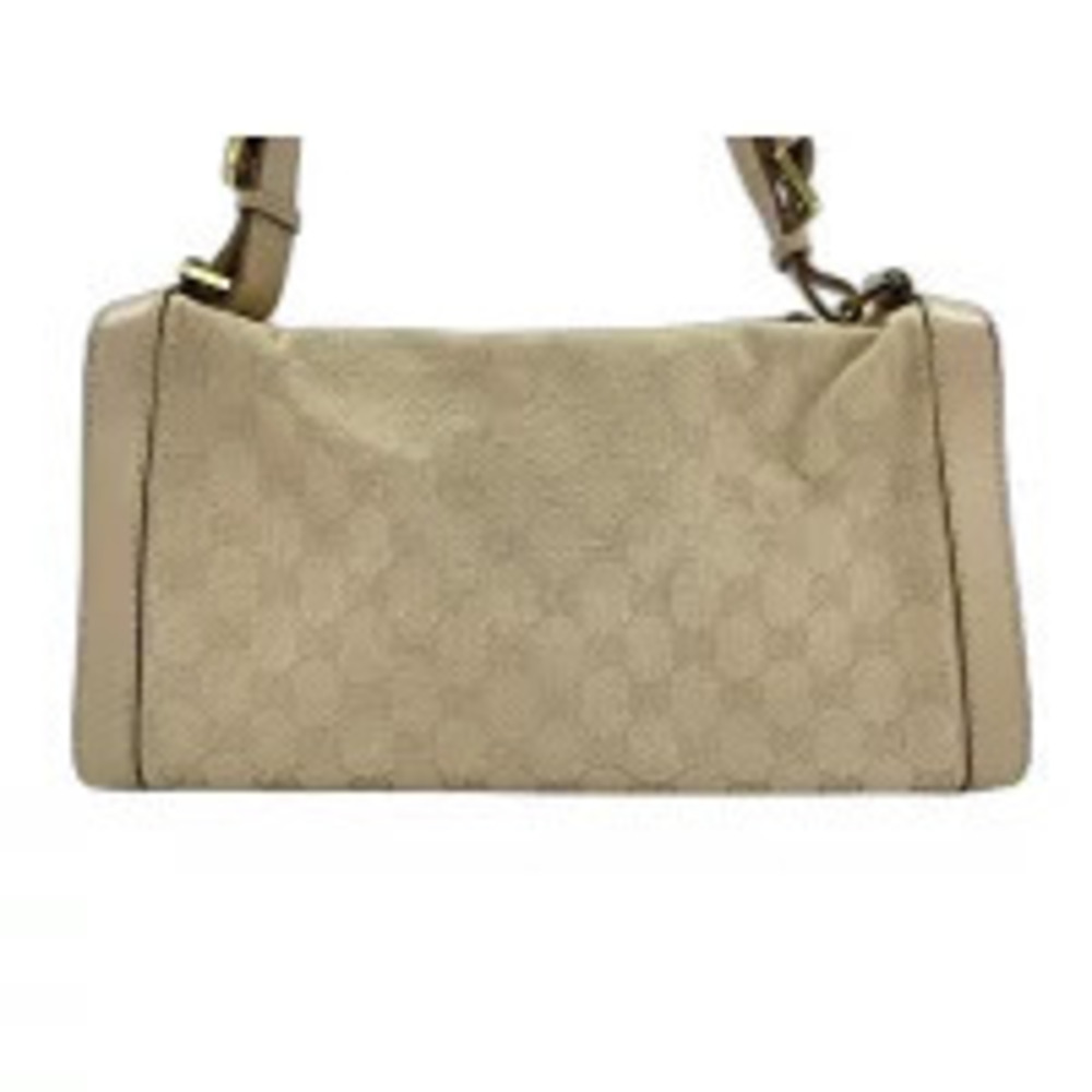 Gucci beige GG monogram canvas shoulder bag leather silhouette Cream